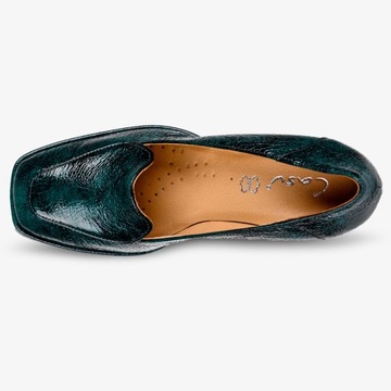 MOKASYNY PÓŁBUTY NA OBCASIE KLOCKU POLSKA SKÓRA 40