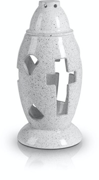 Znicz Ceramiczny Nagrobkowy Cmentarny Biały 28 cm