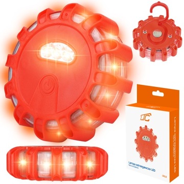 LAMPA OSTRZEGAWCZA KOGUT FLARA DYSK 15LED BŁYSKOWA