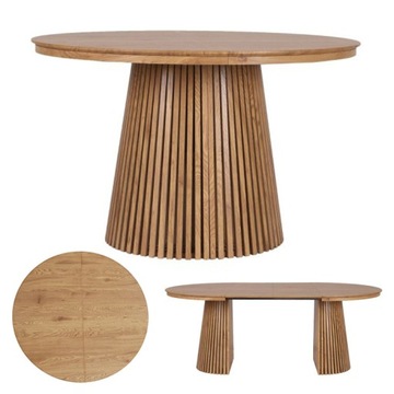 Rozkładany Stół Okrągły 120-200 cm MDF Kolor Dziki Dąb Skandynawski Loft