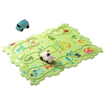 Puzzle Track Car Paly Set Koordynacja oka dłoni Track Dinosaur 12 puzzle