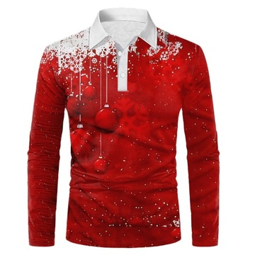 Męska Koszulka Bluza Świąt Świąteczne 3D Mikołaj Choinka Świątecznym M-14