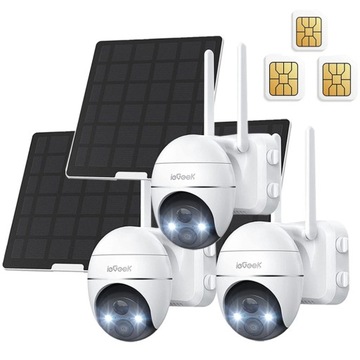 Bezpieczeństwa Kamera Obrotowa Solarna 3G/4G LTE SIM 2K 2304x1296P QHD 3szt