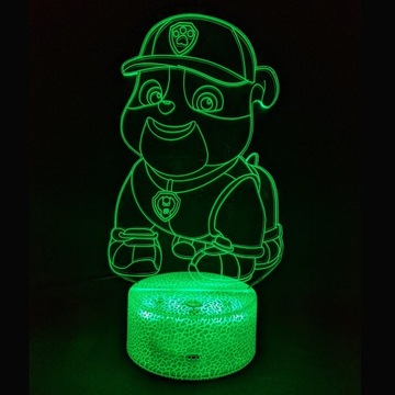PAW PATROL RUBBLE НОЧНИК 3D LED + ПУЛЬТ ДУ