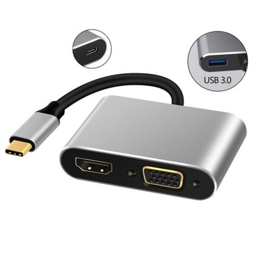 КОНЦЕНТР USB-C АДАПТЕР HDMI 4k VGA USB 3.0 PD
