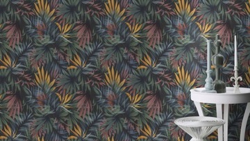 РАЗНОЦВЕТНЫЕ ОБОИ С УЗОРОМ ПАЛЬМОВЫХ ЛИСТОВ