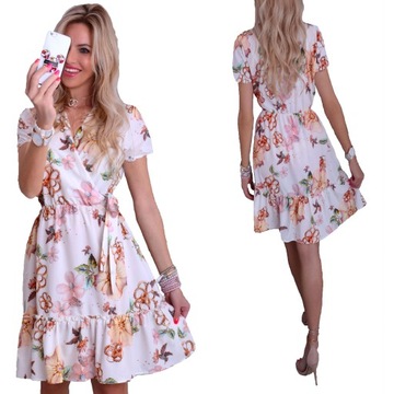 JEDYNA TAKA SUKIENKA W KWIATY TRAPEZ WESELE 252