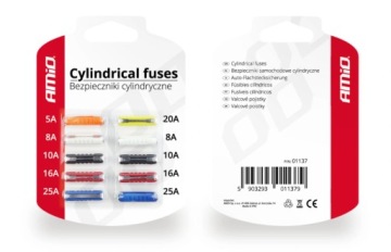 ПРЕДОХРАНИТЕЛИ АВТОМОБИЛЬНЫЕ ЦИЛИНДРИЧЕСКИЕ 10ШТ 8-25А