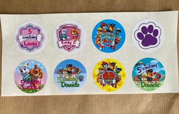 НАКЛЕЙКИ НА ДЕНЬ РОЖДЕНИЯ PAW PATROL с именем 4 см