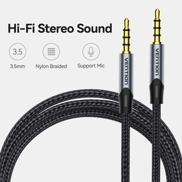 Кабель Mini Jack 3,5 AUX, 4 контакта TRRS, наушники, микрофон, 1,5 м