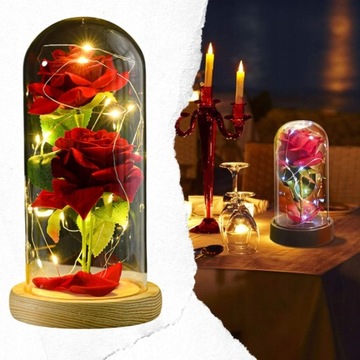 ВЕЧНАЯ РОЗА В СТЕКЛЕ, ПОДСВЕТКА СВЕТОДИОДНАЯ, ИДЕАЛЬНО ПОДАРОК ​​МАМЕ, ДЕНЬ МАТЕРИ