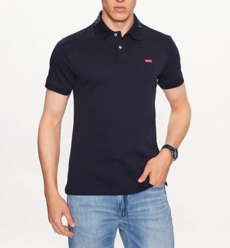 Koszulka polo GUESS męska granatowa polówka slim fit XL