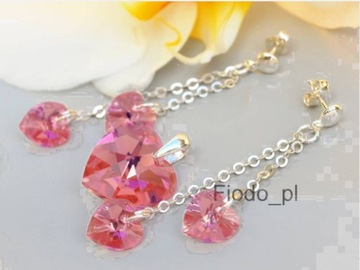KOLCZYKI WISIOREK RÓŻOWE SERCE swarovski crystals