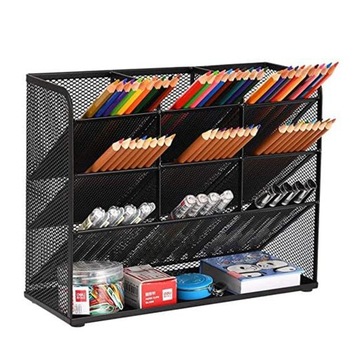 METALOWY ORGANIZER NA BIURKO NA DOKUMENTY STOJAK NA DŁUGOPIS CZARNY