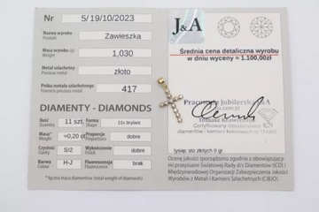 ZŁOTA ZAWIESZKA KRZYŻYK Z 11 DIAMENTAMI P585 14K