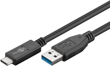 Кабель USB 3.1 тип A — USB-C 3 А, черный 0,5 м