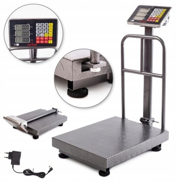 WAGA ELEKTRONICZNA SKLEPOWA/MAGAZYNOWA 300kg OPARCIE PLATFORMA 50cmX40cm