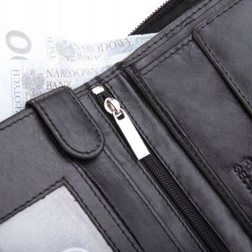 Betlewski skórzany portfel męski RFID suwak duży