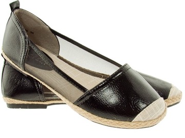 Slip On ESPADRYLE Czarne BALERINKI damskie 38