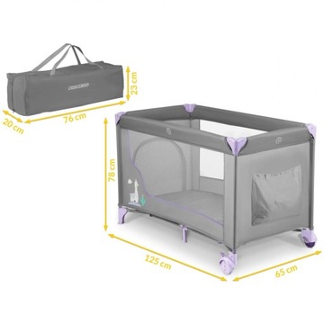 Дорожная кроватка 125 х 65 х 78 см RK-240 серый