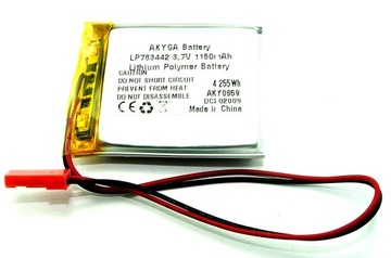 AKUMULATOR Li-Poly 1150mAh 3,7V JST-2 PINY