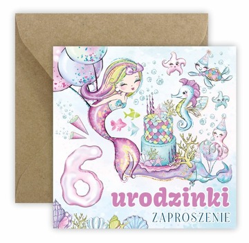 ZAPROSZENIA NA 1 2 3 4 5 6 URODZINY SYRENKI RYBKI