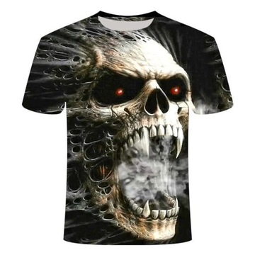 MĘSKA KOSZULKA T-SHIRT nadruk 3D CZASZKA 3XL