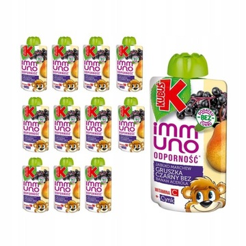 Kubuś MUS Immuno Czarny Bez Gruszka Wit C 12 x100g