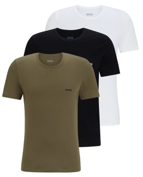 Koszulka męska T shirt HUGO BOSS 3pack 3pak 3 szt biała czarna khaki 3 szt