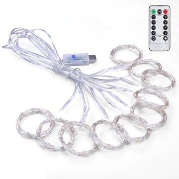 KURTYNA ŚWIETLNA KURTYNA LED GIRLANDA ŚWIETLNA 3X3 m LED USB LAMPKI WISZĄCE