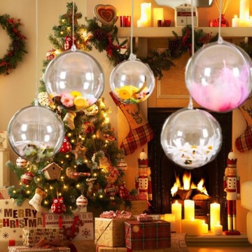 15шт прозрачные шарики с наполнителем Новогодние украшения SI