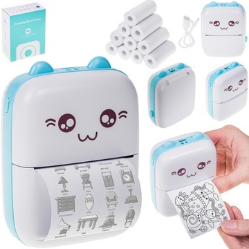 ТЕРМОПРИНТЕР DRUKUŚ ДЛЯ BLUETOOTH ФОТОГРАФИЙ MINI CAT + 11 РУЛОНОВ БЕСПЛАТНО