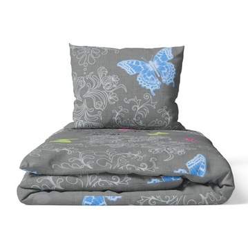 POŚCIEL Z KORY 200x220cm PREMIUM 100% BAWEŁNA KORA Motyl szary