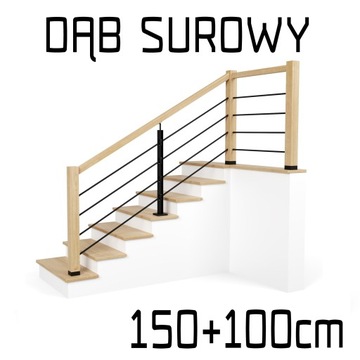 Balustrada barierka drewniana metalowa1,5m+1m LOFT