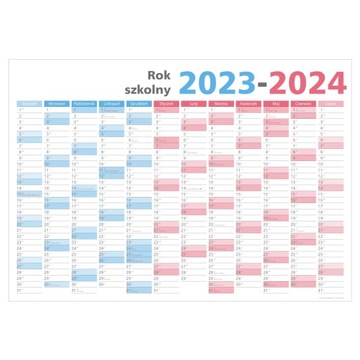 Duży planer SZKOLNY 2023/24 suchościeralny 144x102