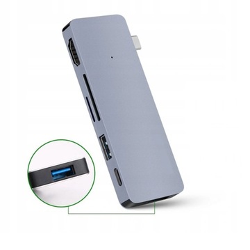 Адаптер HUB 6in1 USB-C 3.1 HDMI 4K USB 3.0 SD MICRO