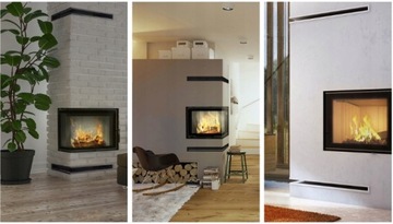 KRATKA KOMINKOWA narożna LUFT WENTYLACYJNY 60X40X9 cm CZARNA METALOWA P/L