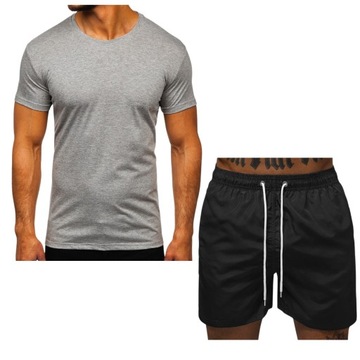 ZESTAW NA LATO: SZARA KOSZULKA I PLAŻOWE SPODENKI XXL