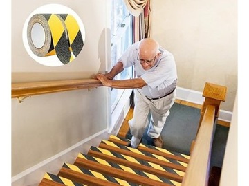 ЛЕНТА ПРОТИВОСКОЛЬЗЯЩАЯ САМОКЛЕЙКАЯ ЖЕЛТАЯ И ЧЕРНАЯ 50 мм * 5 МЕТРОВ ДЛЯ ЛЕСТНИЦ