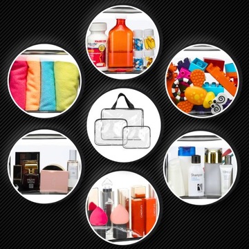 Женская и мужская дорожная косметичка, вместительный набор органайзеров x3, прозрачный