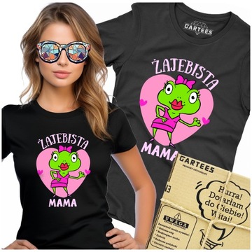 KOSZULKA DAMSKA Z NADRUKIEM ŻAJEBISTA MAMA SUPER TSHIRT NADRUK DZIEŃ MAMY