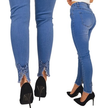 #DAMSKIE SPODNIE WYSZCZUPLAJĄCE Jeans z kokarda