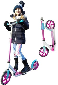 Самокат до 100 кг Milly Mally розово-бирюзовый с регулируемой высотой Buzz