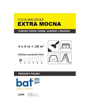 Plandeka folia malarska 4x 5m extra mocna Bat