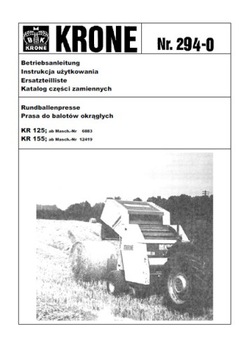 Krone KR 125, 155 - instrukcja obsługi / katalog części PL