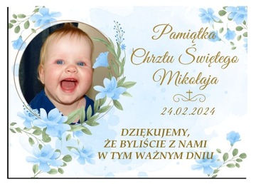 FOTO MAGNES Podziękowanie dla gości ze zdjęciem Chrzest Roczek 10x7cm O34