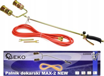 ГАЗОВАЯ КРОВЕЛЬНАЯ ГОРЕЛКА GEKO ДЛЯ ЗАГАРА НА КРЫШЕ, ДВОЙНАЯ НАСАДКА 60 ММ G20006