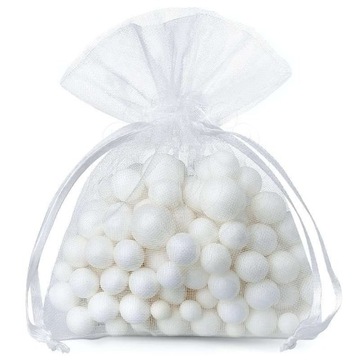 WORECZKI z ORGANZY 9x12 cm woreczek organza KOMUNIA - 10 szt. BIAŁE
