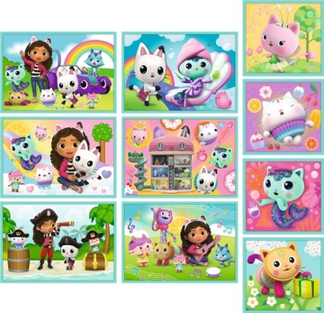 PUZZLE 10W1 W ŚWIECIE KOCI DOMEK GABI 10 UKŁADANEK