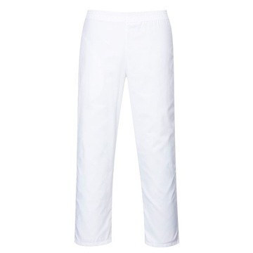 Spodnie kucharskie dla piekarza długie białe na gumce PORTWEST 2208 r. 2XL